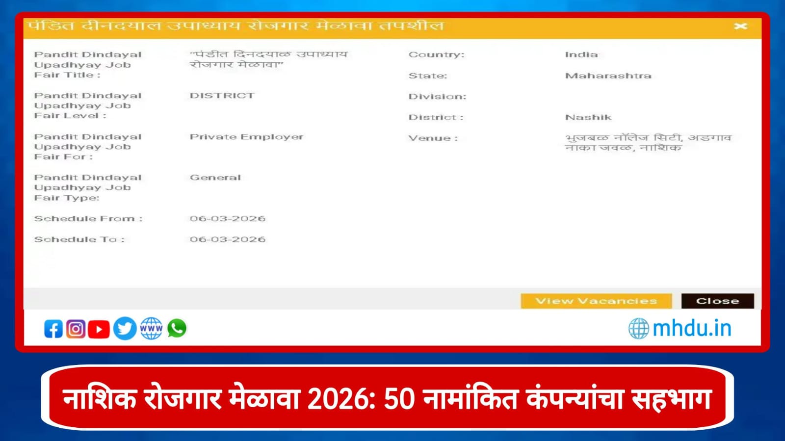 Nashik Rojgar Melava 2026