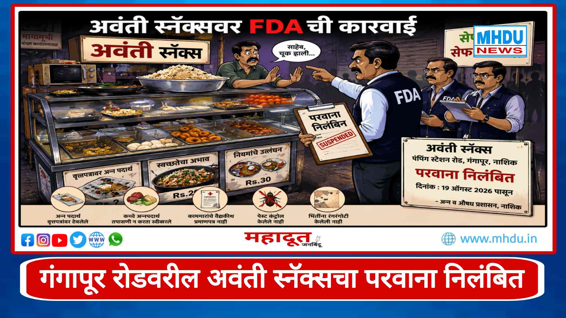 Avanti Snacks Nashik FDA Action