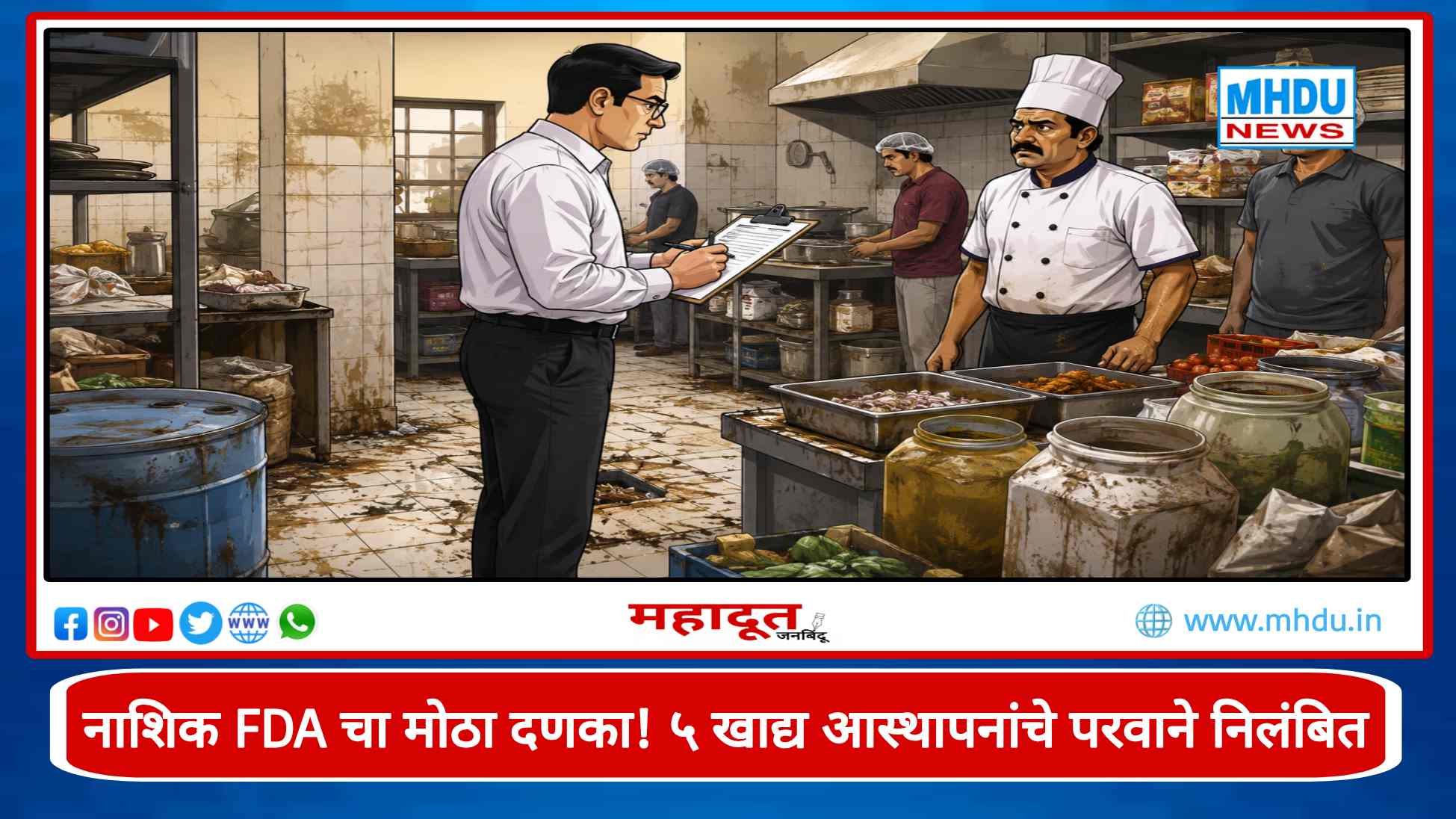 Nashik FDA Five Food Establishments License Suspension