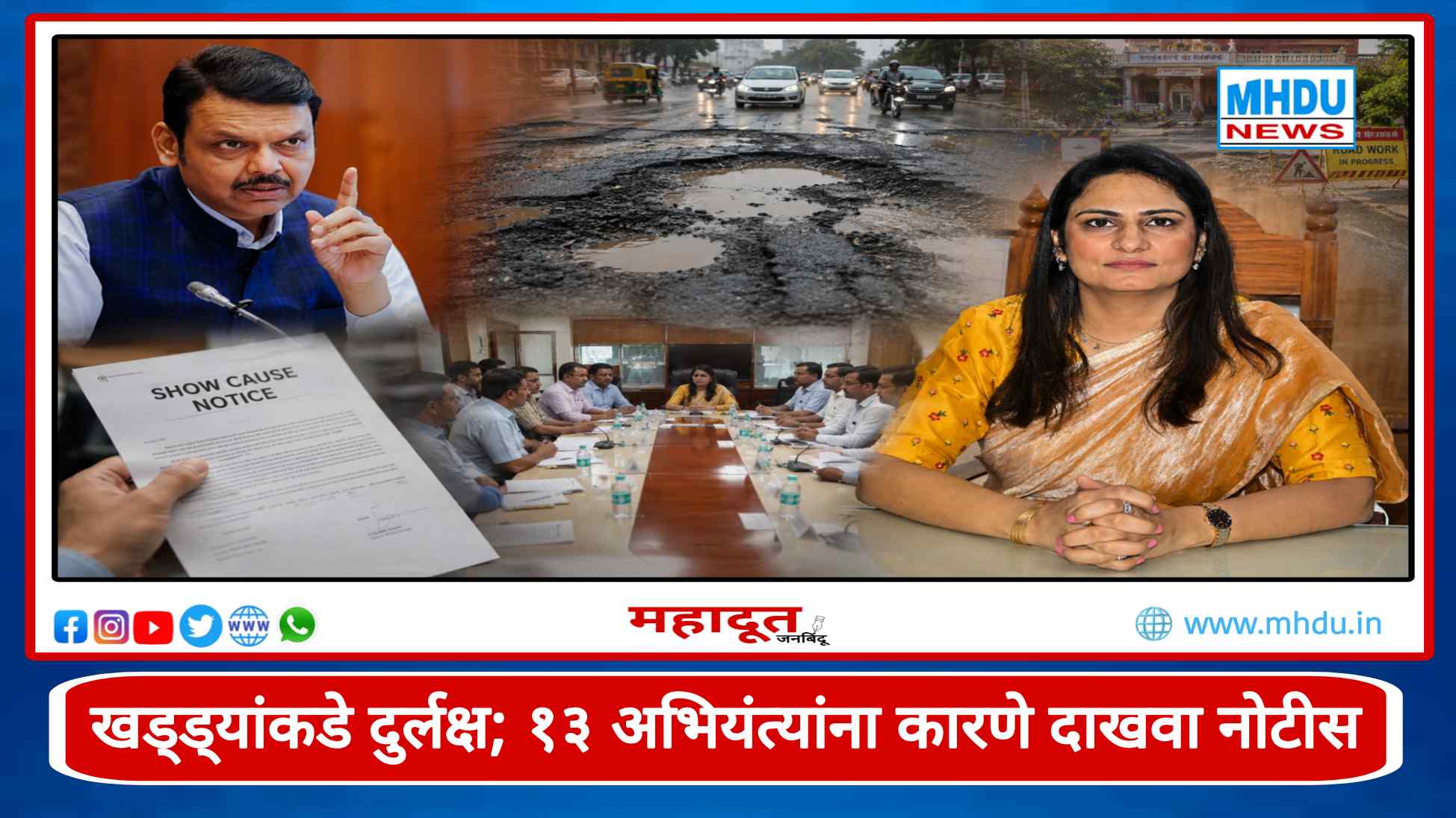 Nashik Potholes 13 Engineers Issued Show Cause Notices